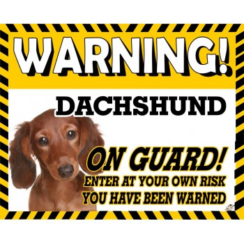Dachshund (Brown LH)  Yellow warning metal sign   86
