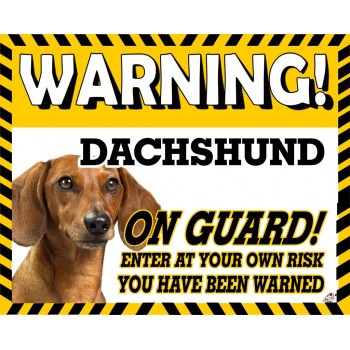 Dachshund (Brown SH))  Yellow warning metal sign   87