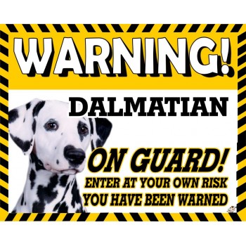 Dalmatian (black spots)  Yellow warning metal sign   89