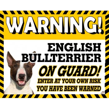 English Bullterrier (Tri Colour)  Yellow warning metal sign   96