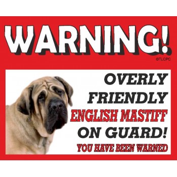 English Mastiff RED warning metal sign   100