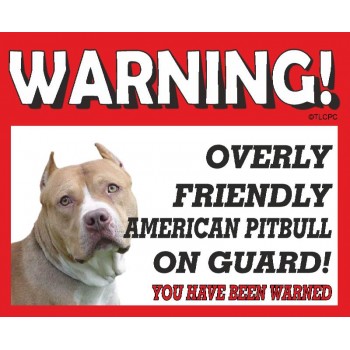 American Pitbull (tilted head) RED warning metal sign  Dishwasher  proof 12