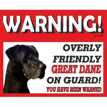 Great Dane (BK & WT)  RED warning metal sign   120