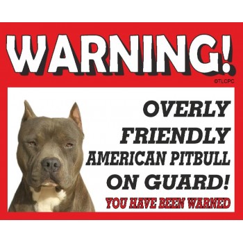 American Pitbull (pointed ears)  RED warning metal sign  Dishwasher  proof 13