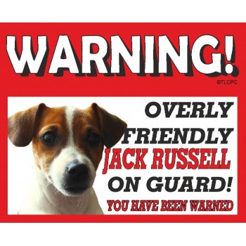 Jack Russell (WHT SH) RED warning metal sign   146