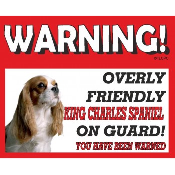 King Charles Spaniel (Liver & White)  RED warning metal sign   152