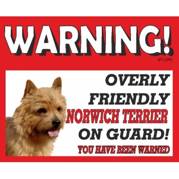 Norwich Terrier RED warning metal sign   179
