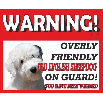 Old English Sheepdog(puppy) RED warning metal sign   182