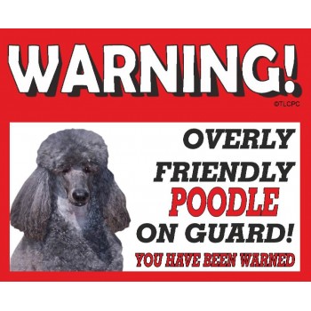 Poodle (standard white) RED warning metal sign   197