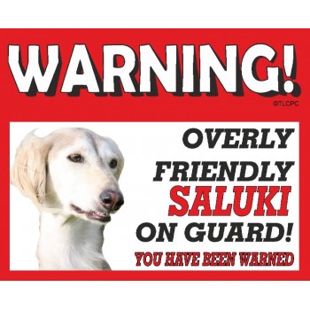Saluki (White)RED warning metal sign   210