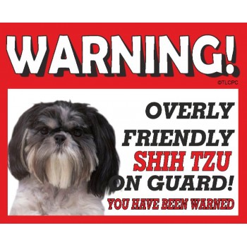 Shih tzu (Black) RED warning metal sign   224