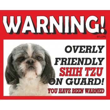 Shih tzu (Grey & white) RED warning metal sign   226