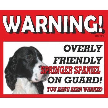 Springer Spaniel (black & white)  RED warning metal sign   237