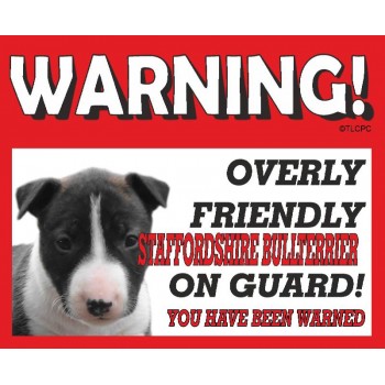 Staffordshire bull terrier (Blue) RED warning metal sign   241