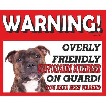 Staffordshire bull terrier (Brindle) RED warning metal sign   244