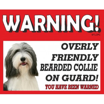 Bearded Collie  RED warning metal sign   25