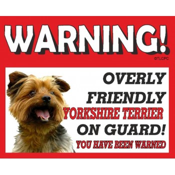 Yorkshire terrier (Mouth) RED warning metal sign   260