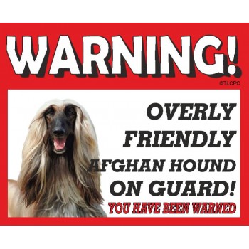 Afghan Hound (Blonde) RED warning metal sign   3
