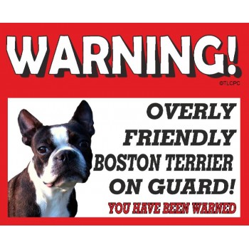 Boston Terrier (standing up) RED warning metal sign   39