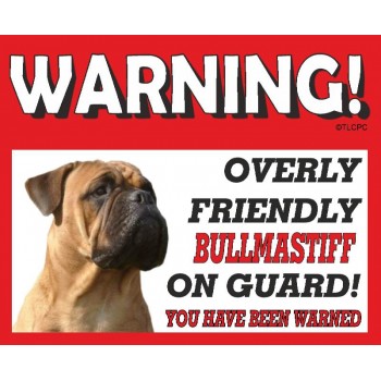Bullmastiff (Brindle) RED warning metal sign   52