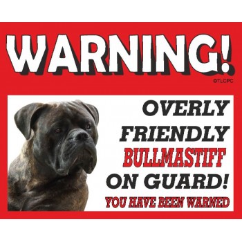 Bullmastiff (Tan) RED warning metal sign   53