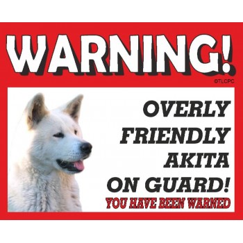 Akita (white coloured)  RED warning metal sign   6