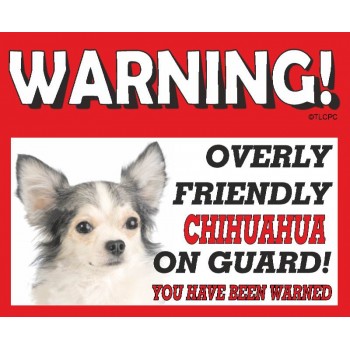 Chihuahua (WT & BK LH)  RED warning metal sign   65