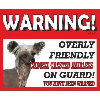 Chinese Crested Hairless RED warning metal sign   69