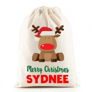 personalised Santa Sack - Reindeer and NAME design
